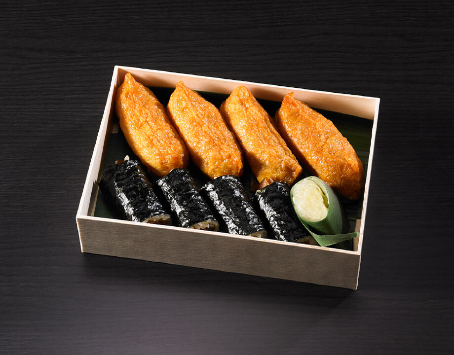 Sukeroku (4 pieces of Inari sushi and one sushi roll)